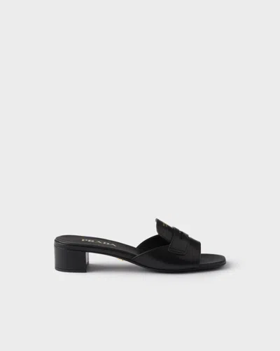 Prada Leather Sandals In Black