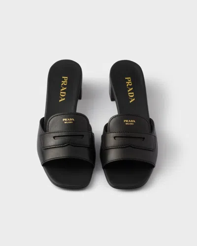 Prada Leather Sandals In Black