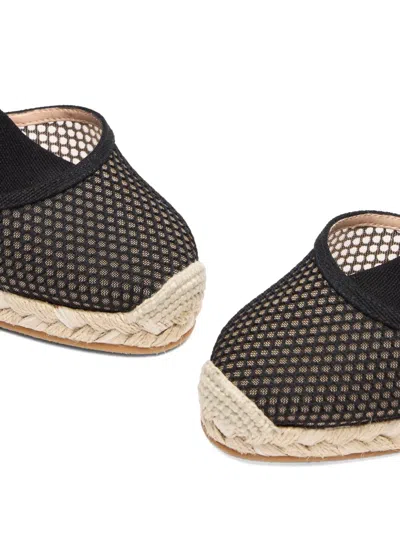 Stuart Weitzman Lace-up Mesh Wedge Sandals In Black
