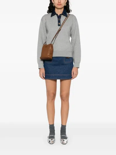 Sandro Denim-trim Polo Top