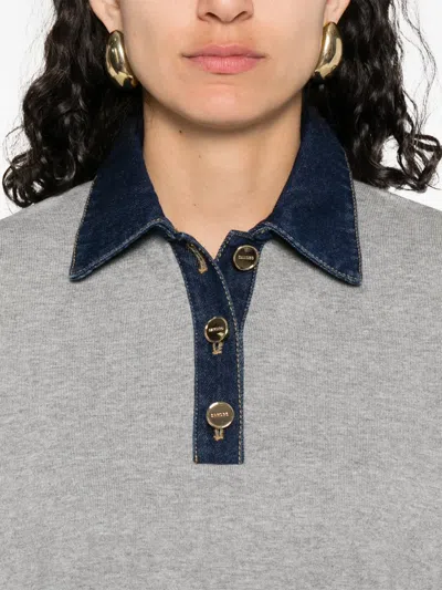 Sandro Denim-trim Polo Top