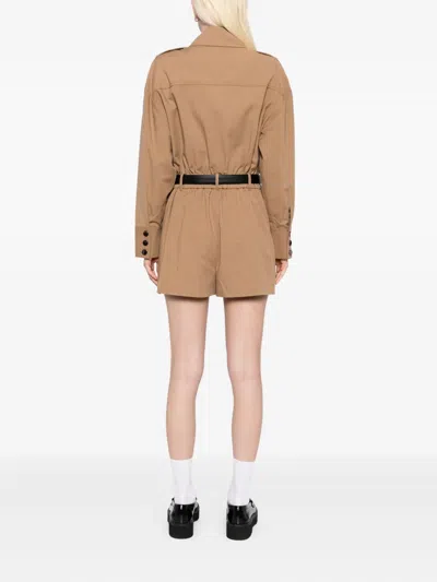 Self-portrait Twill Romper In Neutral