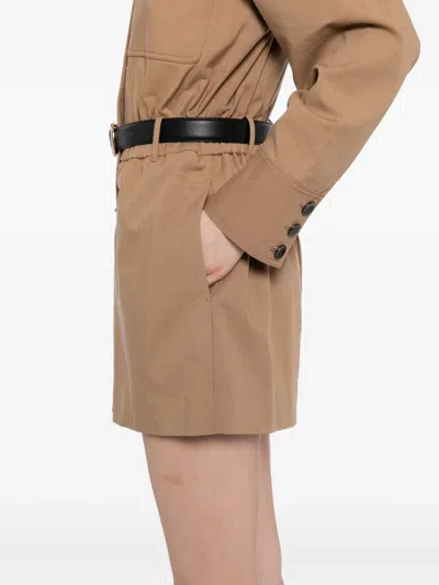Self-portrait Twill Romper In Neutral