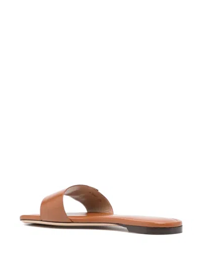 Tom Ford Leather Padlock-detail Slides In Brown