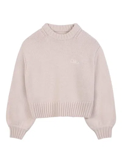 Chloé Cropped Sweater In Neutral