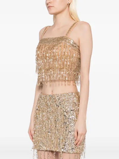 Elisabetta Franchi Sequin-embroidered Crepe Top In Neutral
