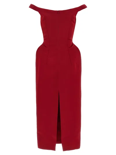 Magda Butrym Silk Satin Sheath Midi Dress In Red