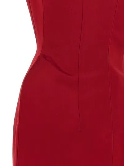 Magda Butrym Silk Satin Sheath Midi Dress In Red