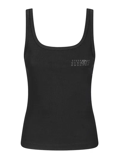 Mm6 Maison Margiela Mm6 By Maison Margiela Sleeveless Ribbed Cotton Tank Top With Hook In Black