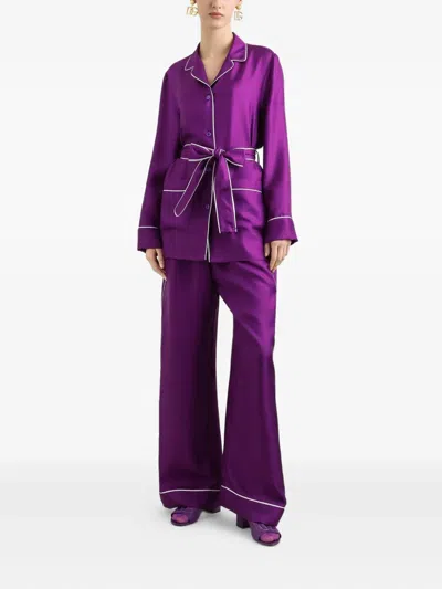 Dolce & Gabbana Silk Twill Vanity Pants In Purple