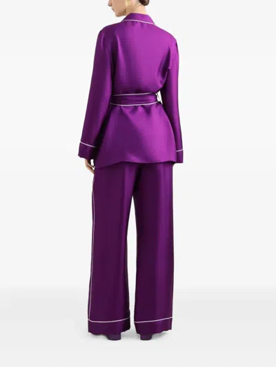 Dolce & Gabbana Silk Twill Vanity Pants In Purple