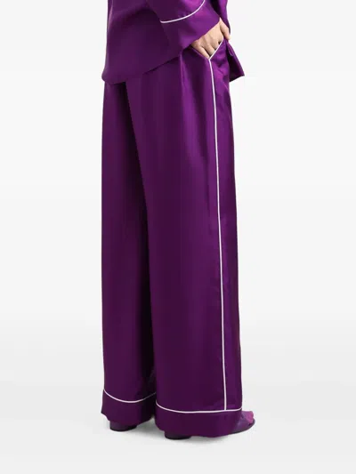 Dolce & Gabbana Silk Twill Vanity Pants In Purple