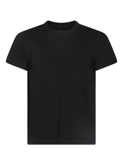 Rick Owens Ribbed Crew-neck Cotton T-shirt With Short Sleeves In Black