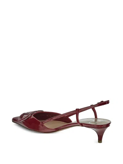 Valentino 40mm Vlogo Patent-leather Slingback Pumps In Burgundy