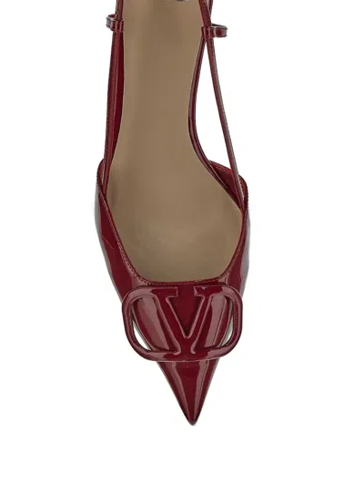 Valentino 40mm Vlogo Patent-leather Slingback Pumps In Burgundy