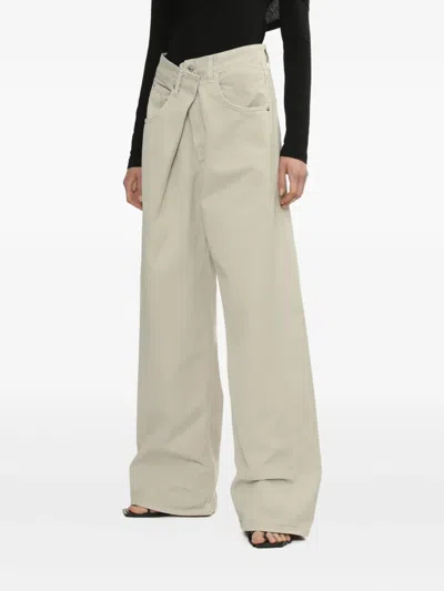 Agolde Vana Baggy Fold Jeans In Rice Grass In Neutral