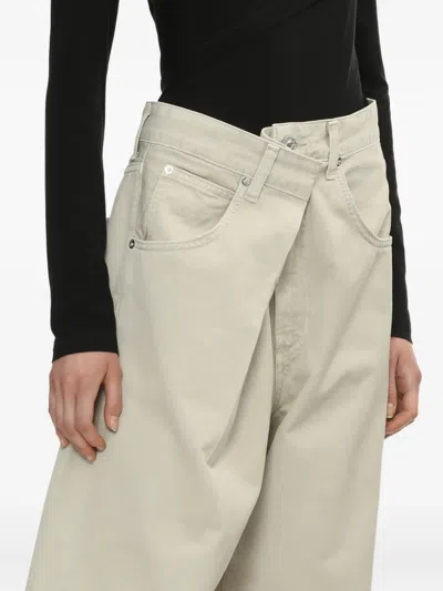 Agolde Vana Baggy Fold Jeans In Rice Grass In Neutral
