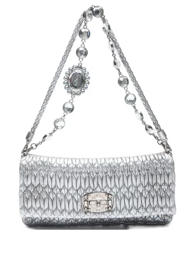 Pre-owned Miu Miu 2010s Matelasse Crystal Shoulder Bag
