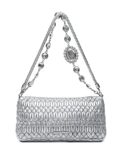 Pre-owned Miu Miu 2010s Matelasse Crystal Shoulder Bag