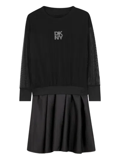 Dkny Logo-print Dress Set In Black