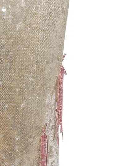 Wiederhoeft Sequin Lace Pencil Skirt In Gold