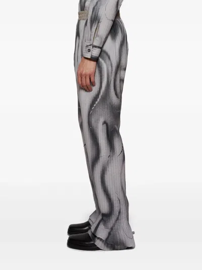 Casella Meyer Pleated Swirl-print Trousers In Gray