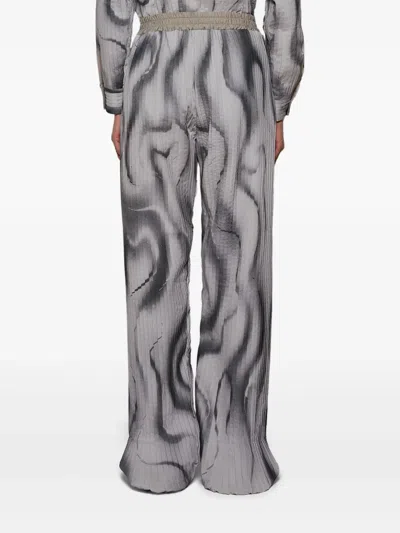 Casella Meyer Pleated Swirl-print Trousers In Gray