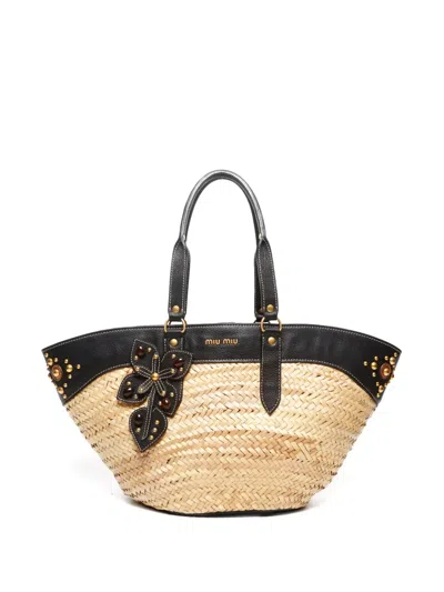 Pre-owned Miu Miu 2000-2020 Raffia Tote Bag