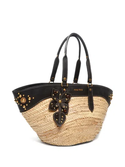Pre-owned Miu Miu 2000-2020 Raffia Tote Bag