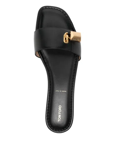 Tom Ford Padlock Embellished Leather Slides
