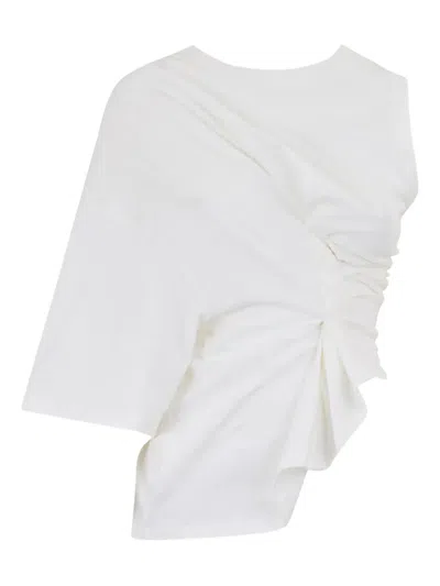 A.w.a.k.e. Asymmetric Ruched Top In White