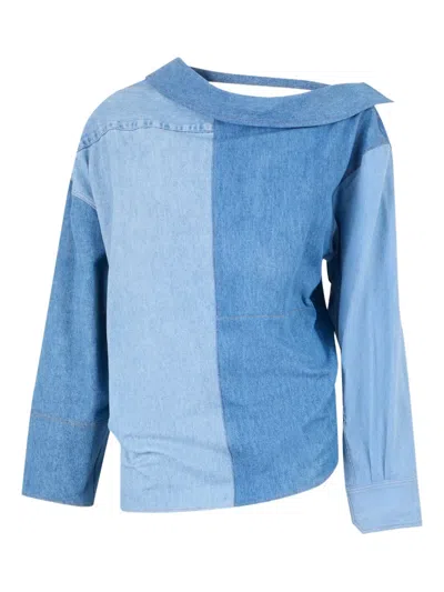A.w.a.k.e. Patchwork Denim Top