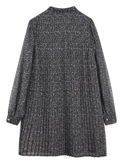 Michael Kors Button-up Pleated Dress In Black