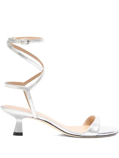 Stuart Weitzman Wrap Ankle-strap Sandals In Gray
