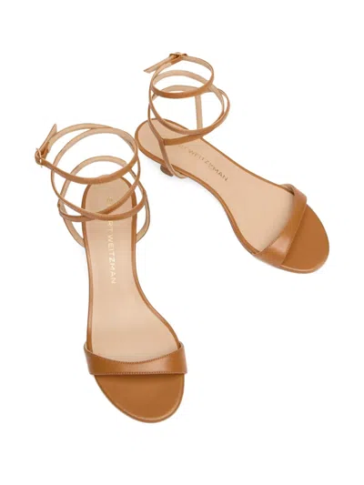 Stuart Weitzman Wrap Leather Sandals In Brown