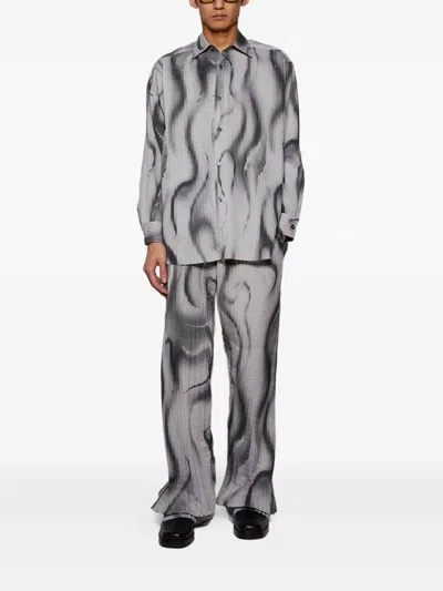 Casella Meyer Pleated Print Shirt In Gray