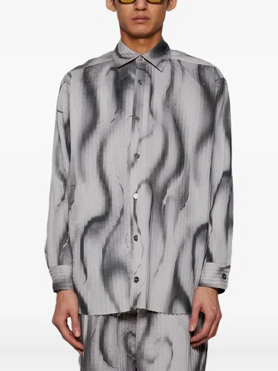 Casella Meyer Pleated Print Shirt In Gray