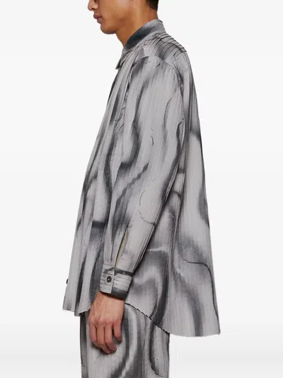 Casella Meyer Pleated Print Shirt In Gray