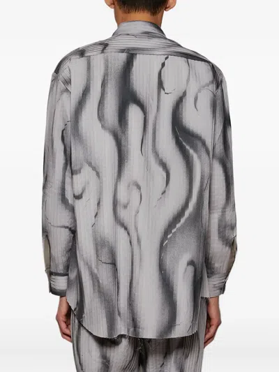 Casella Meyer Pleated Print Shirt In Gray
