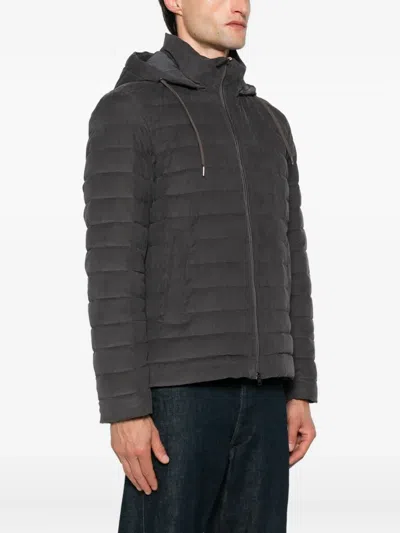 Herno Quilted Hooded Jacket In Black