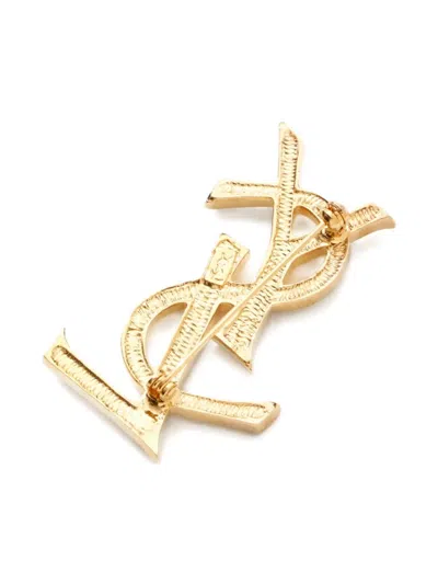 Pre-owned Saint Laurent 1980-2000 Logo Crystal Brooch