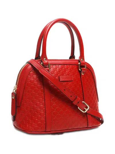 Pre-owned Gucci 2015-2020s Micro Gg Shima Tote Bag In Red