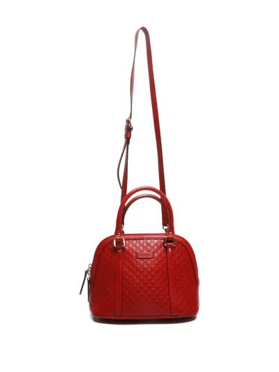 Pre-owned Gucci 2015-2020s Micro Gg Shima Tote Bag In Red