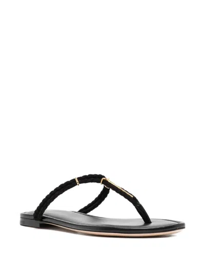 Tom Ford Black Woven Suede Lily Thong Sandals In Black