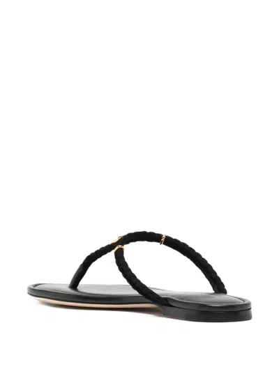 Tom Ford Black Woven Suede Lily Thong Sandals In Black
