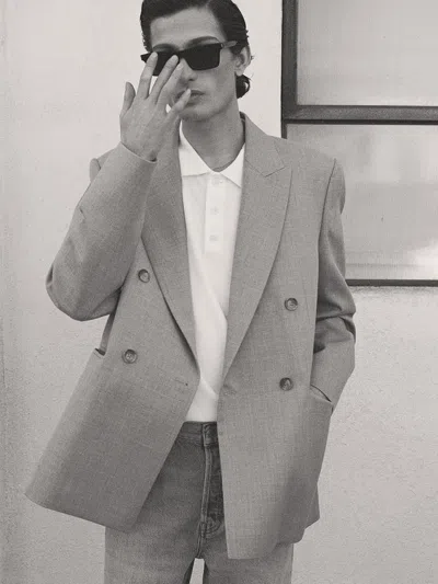 Frame Double Breasted Blazer In White