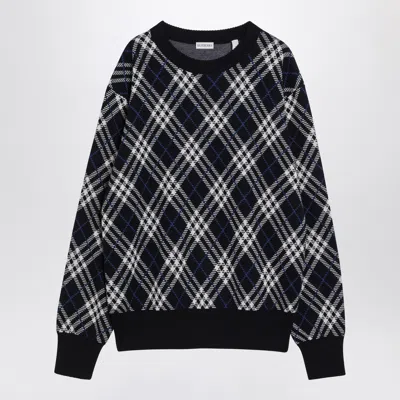 Burberry Check-pattern Wool Blend Sweater Men In Black