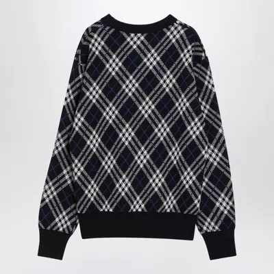 Burberry Check-pattern Wool Blend Sweater Men In Black