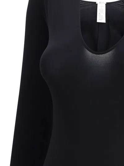 Wolford V-neck Bodysuit In Gray