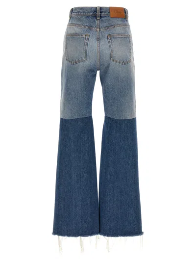 Chloé Patchwork Rigid High-rise Flared-leg Jeans In Blue